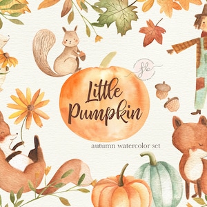 Aquarelle de l’automne automne Clipart Clipart citrouille imprimable téléchargement numérique