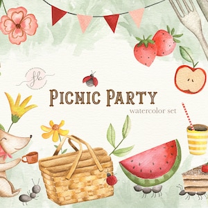 Pique-nique partie bois aquarelle Clipart