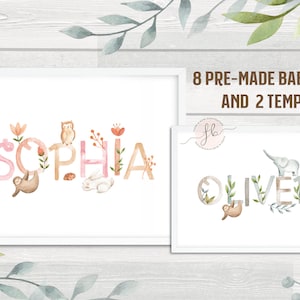 Aquarel clipart baby namen digitale download