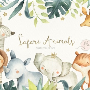 Aquarel Clipart Elephant Jungle Safari Baby Shower Nursery Art Nursery Decor Printable Art Wall Decor