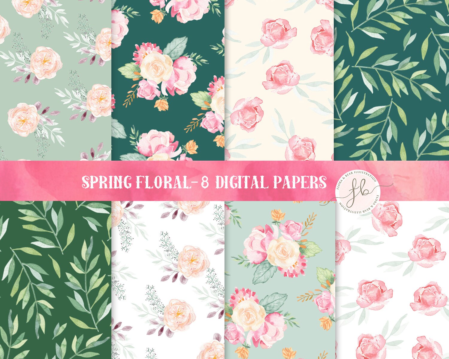 Digital Paper Downloadable Prints Digital Print Pattern Flower | Etsy