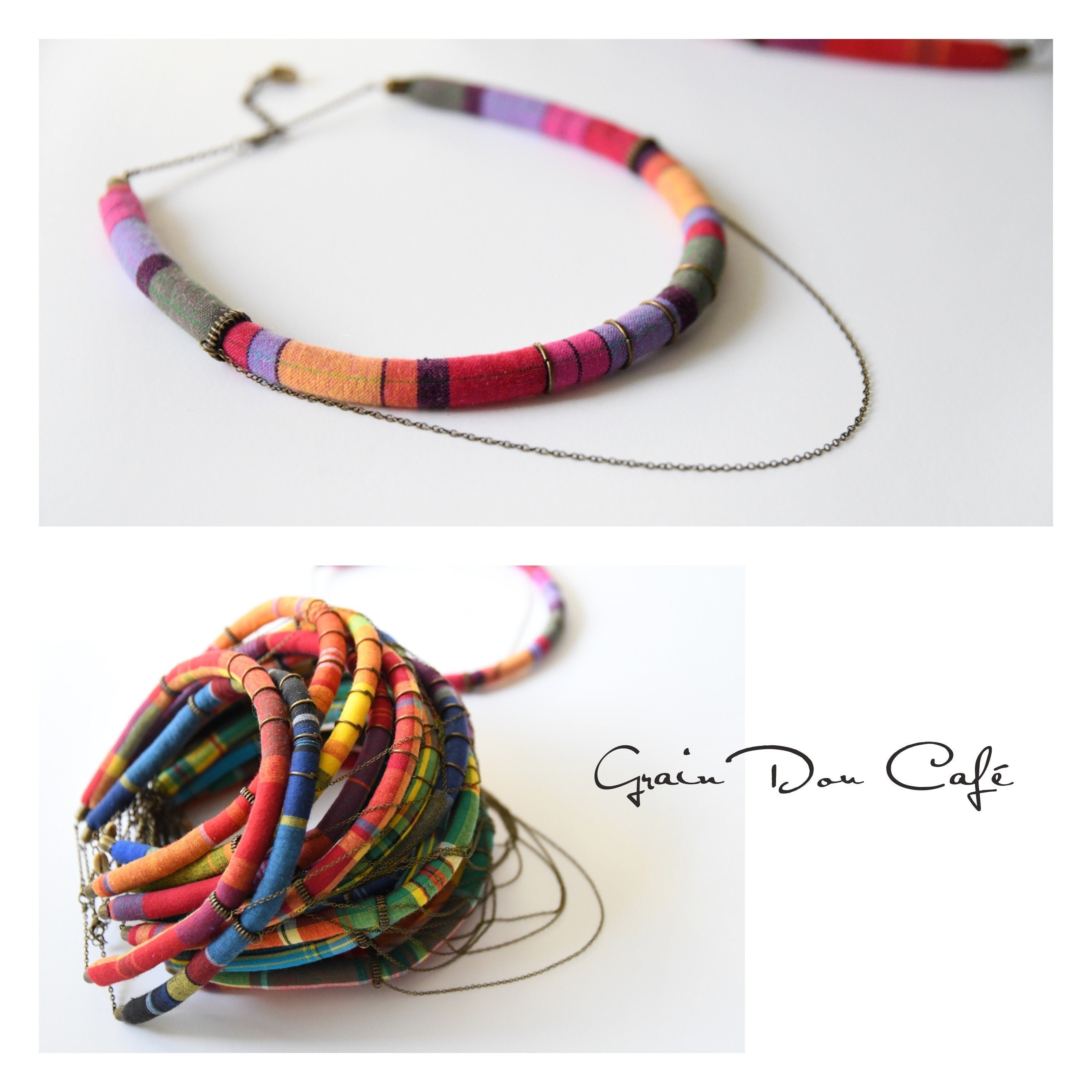 Collier Plastron Perles Multicolores Et Strass ILE Ø PERLES - Neuf Avec étiquettes, Longueur <30 Cm