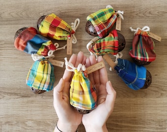 Monedero/bolsa de tela de coco y madrás