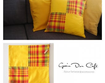 Housse de coussin madras doublée (40x40cm)