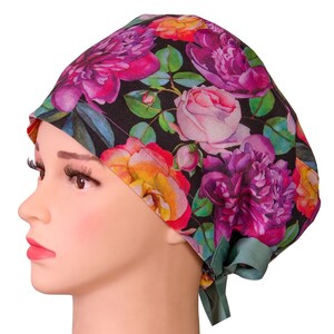 PURPLE PEONY euro gommage casquette 100 % lin, chapeau de gommage, casquette de gommage chirurgical pour femme