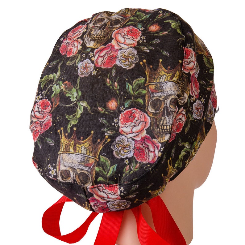 Skull Crown Linen Scrub Cap, Euro Style, Women's Surgical Hat - Etsy