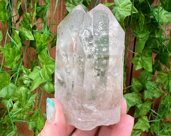 8.14 oz Clear Twin Quartz Crystal Points Cluster from Brazil. You get this piece!