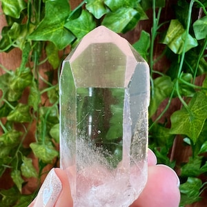 2.31 oz Clear Lemurian Quartz Crystal Point. All Natural Clear Quartz Point from Brazil. You get this piece!