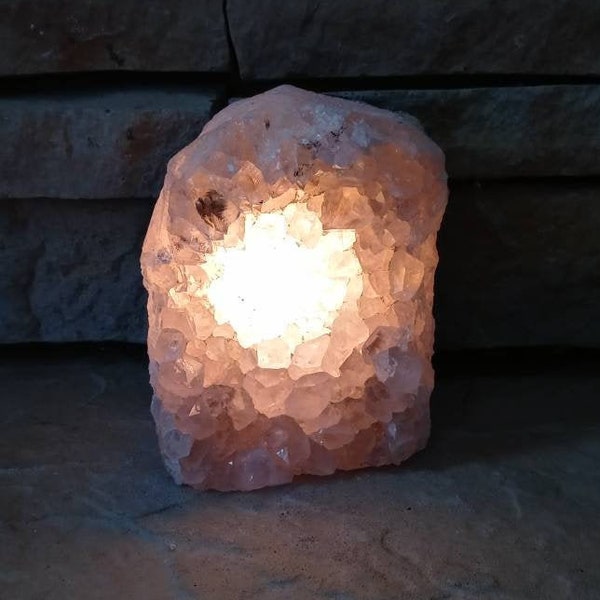 4.11 Lb Clear Quartz Crystal Cluster Lamp. Bedroom Night Light Lamp. You get this piece!