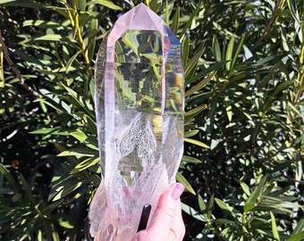 7.13 Lb Super Clear Quartz Point With Phantoms and Metal Stand. You get this piece!