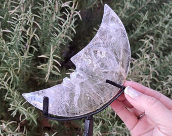 14.46 oz. Clear Quartz Crystal Moon on Metal Stand. You get this piece!