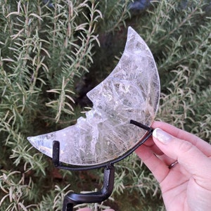 14.46 oz. Clear Quartz Crystal Moon on Metal Stand. You get this piece!
