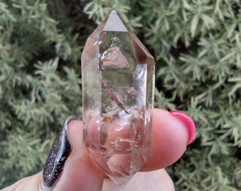 0.27 oz Double Terminated Quartz Crystal with 2 MOVING Enhydros. 8 grams.