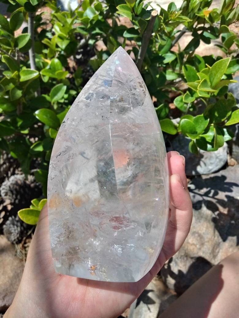 2.5 Lb Clear Quartz Crystal Flame With Flat Cut Base. Water | Etsy