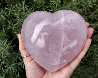 1.87 Lb Large Rose Quartz Heart. 4.5 Inch Polished Rose Quartz Crystal Puffy Heart.