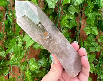 13.35 oz Clear Smoky Quartz Crystal. All Natural Smoky Quartz Point from Brazil. You get this piece!