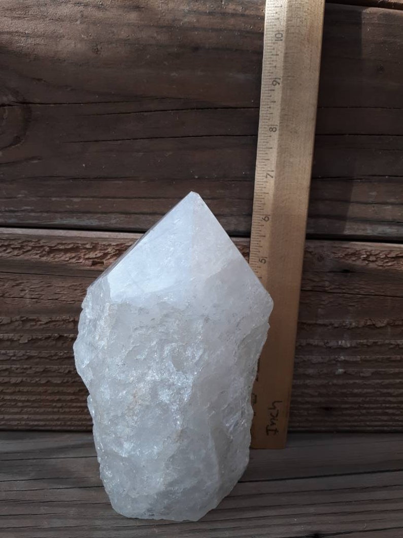 6.5 Inch Clear Quartz Crystal Point Lamp Bohemian Minimalist Lamp 3.39 Pounds.