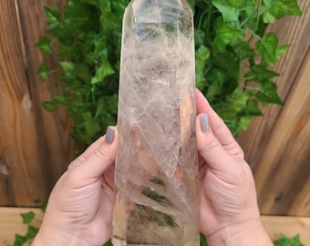 3.45 Lb Clear Quartz Crystal Point. 7.5 Inch Clear Polished Quartz Crystal Point. You get this piece!