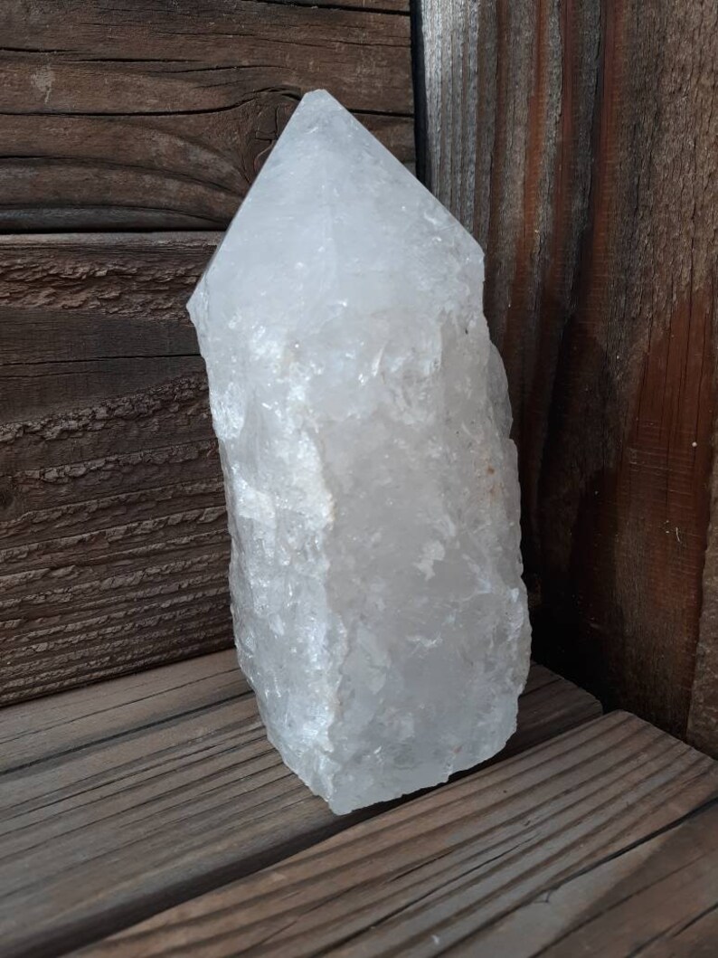 6.5 Inch Clear Quartz Crystal Point Lamp Bohemian Minimalist Lamp 3.39 Pounds.