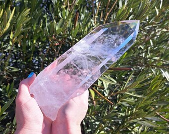 3.56 Lb Super Clear Quartz Crystal. 9.5 Inch Tall All Natural Water Clear Quartz Point from Brazil.