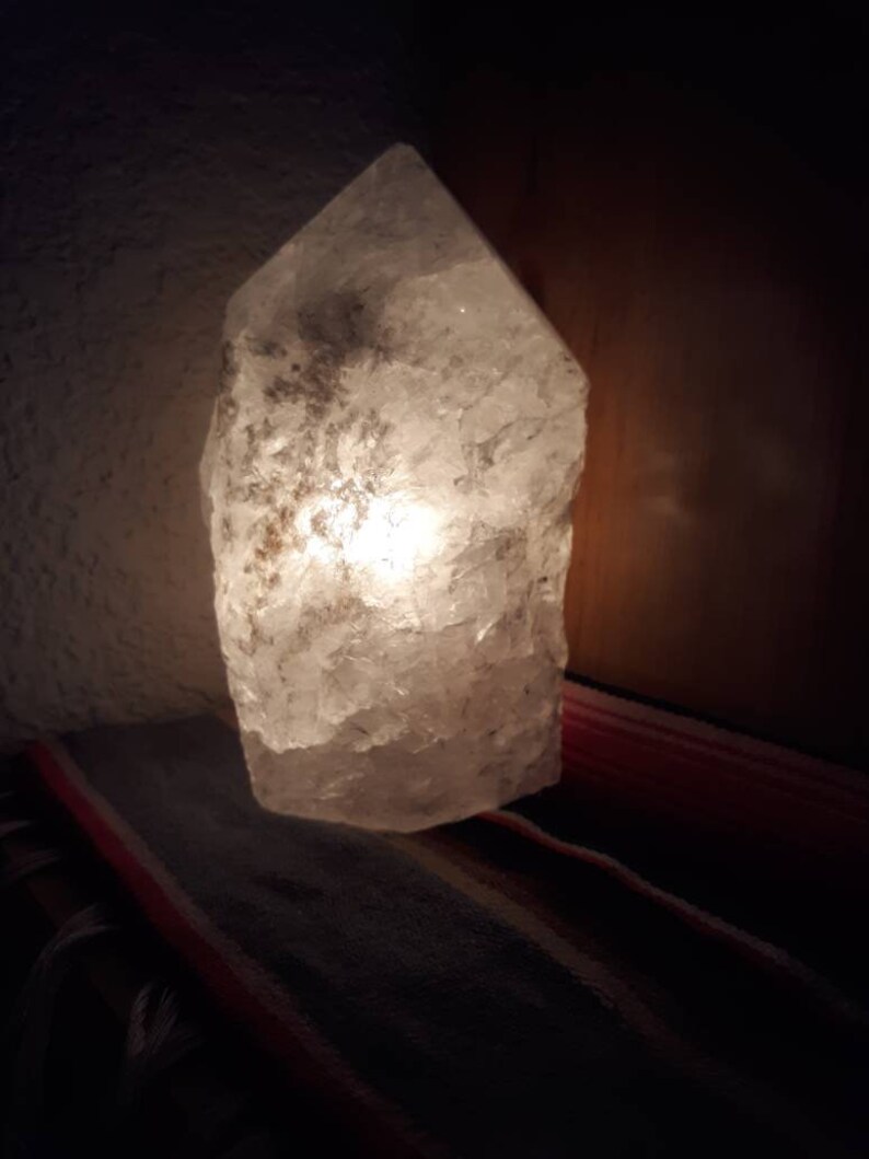 6.5 Inch Clear Quartz Crystal Point Lamp Bohemian Minimalist Lamp 3.39 Pounds.