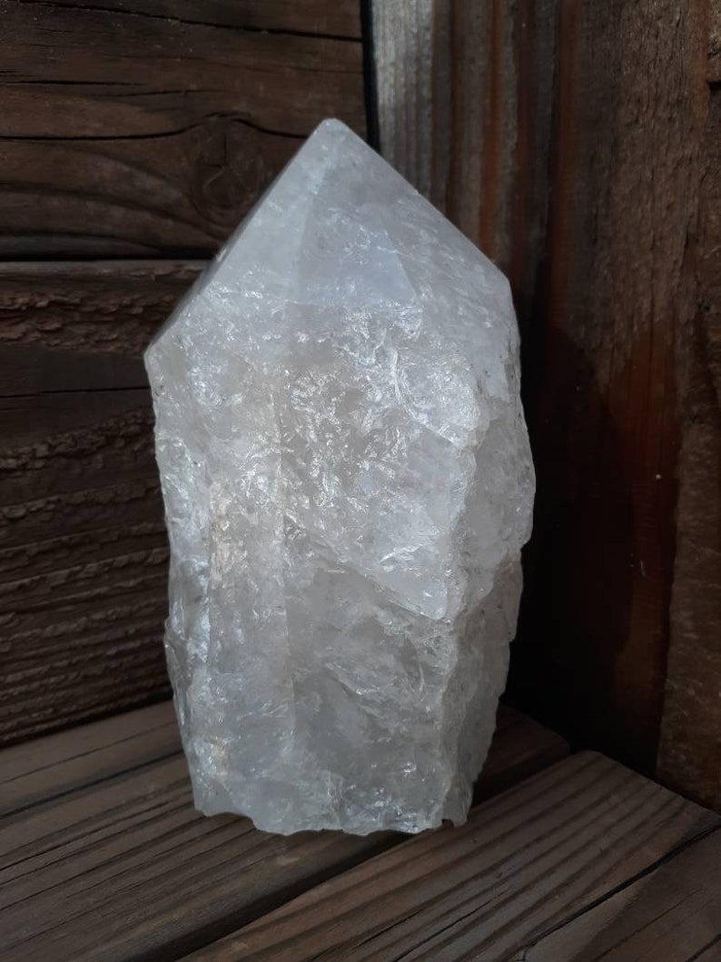 6.5 Inch Clear Quartz Crystal Point Lamp Bohemian Minimalist Lamp 3.39 Pounds.