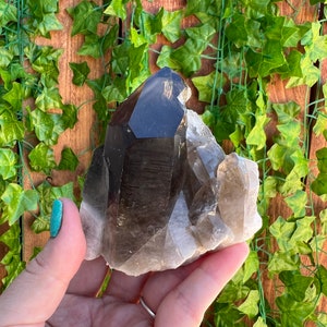 14.71 oz Smoky Quartz Crystal Point Cluster with Phantoms and Window. You get this piece!