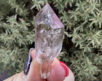 0.23 oz Double Terminated Quartz Crystal Scepter with 2 MOVING Enhydros. 7 grams.