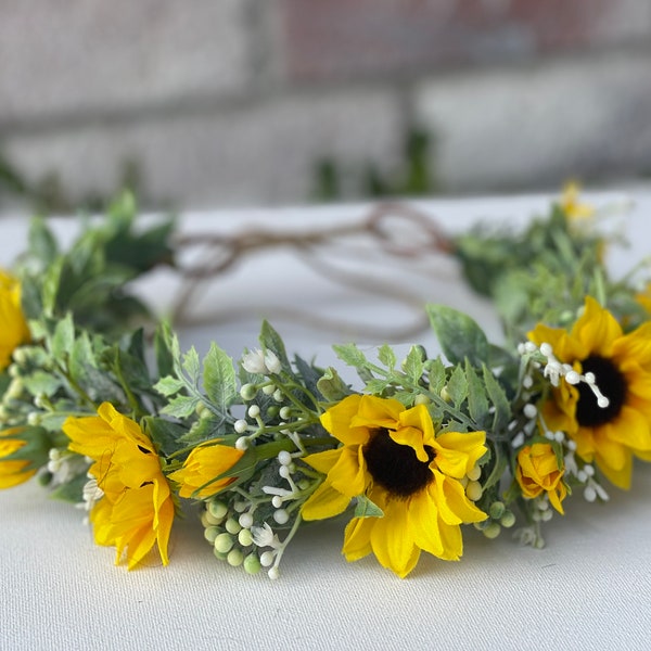Sunflower and Eucalyptus Flower Crown