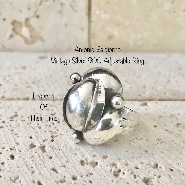 Vintage Antonio Belgiorno Ring, 1970's , Original Antonio Belgiorno Ring, Modernist, Stamped "900"  "A. Belgiorno" " T27 Buenos Aires"