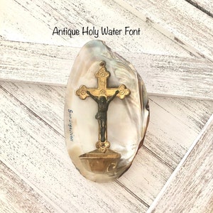 18th Century Antique Holy Water Font Mounted on a Shell