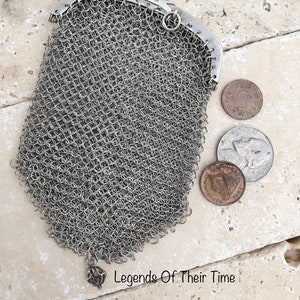 Antique Chatelaine, Victorian Era Coin Purse Silver Chain Link Mesh Chatelaine, Antique 1800s Mesh Purse
