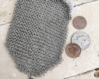 Antique Chatelaine, Victorian Era Coin Purse Silver Chain Link Mesh Chatelaine, Antique 1800s Mesh Purse