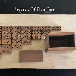 Vintage Miniature Wooden Dominoes Set: Handcrafted Double 6 with Case
