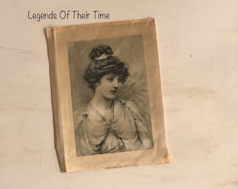Antique Victorian Woman Portrait: Photo Etching on Silk, Signed EJH