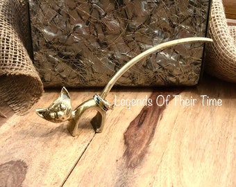 Vintage Brass Cat Ring Holder: Mid Century Kitty Figurine