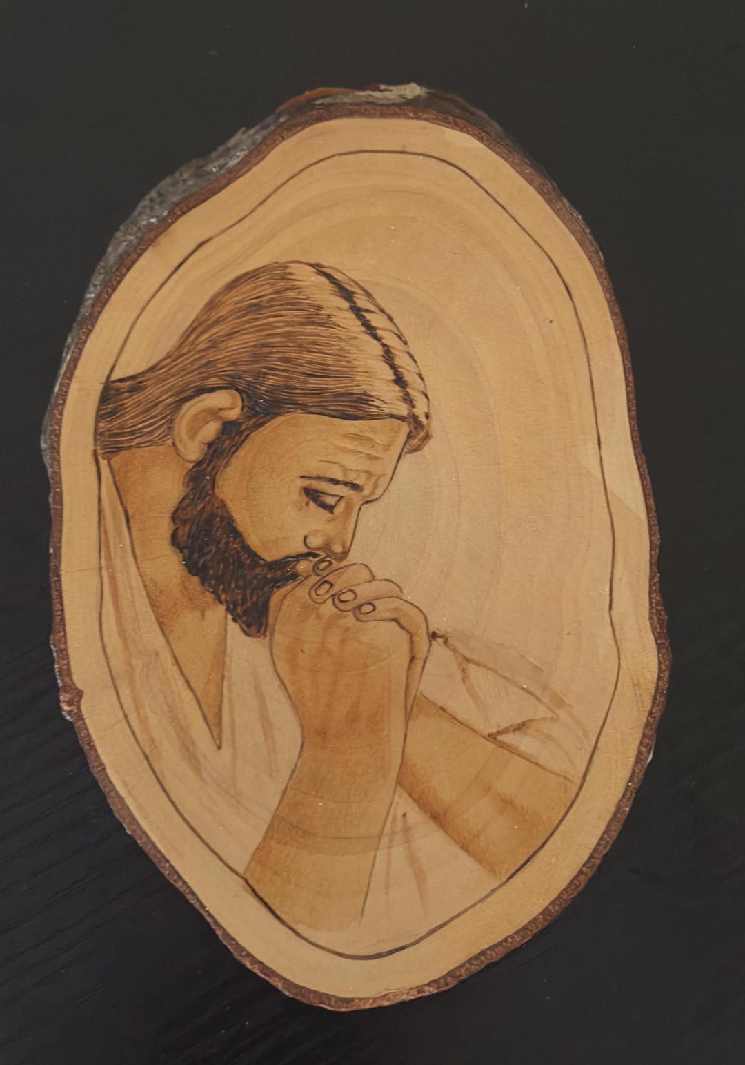 Vintage Pyrography Art: Jesus Praying, Wood Log Burning - Etsy