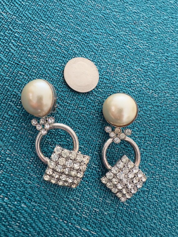 Grandes Boucles D'oreilles Clips Blanches à Strass - Pour Scène, Théâtre, Ou Soirée