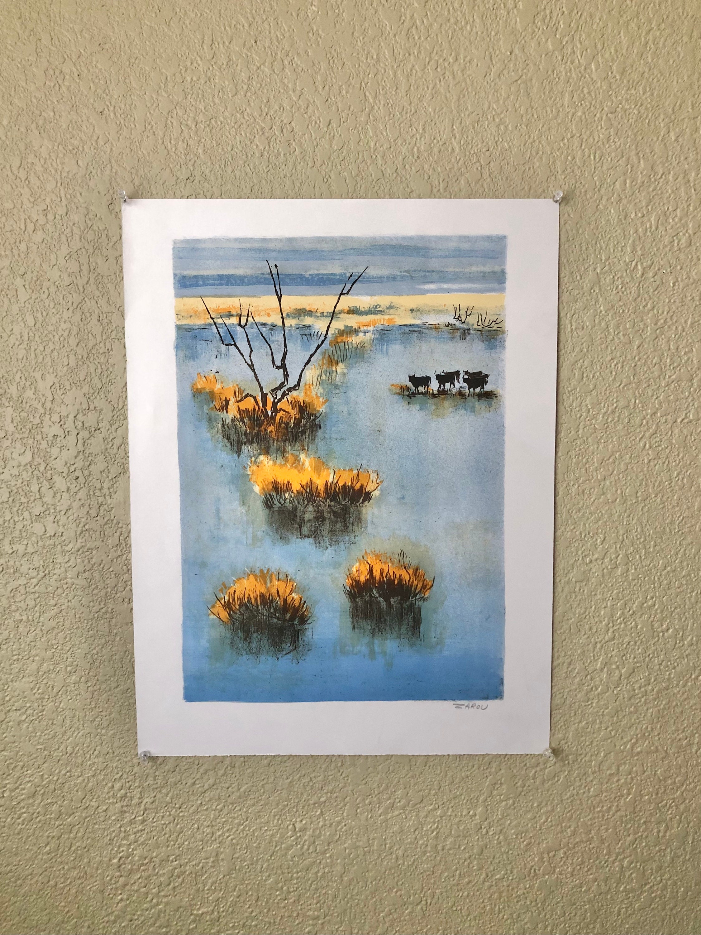 Victor Zarou Lithograph Print Signed, Post-impressionist Art