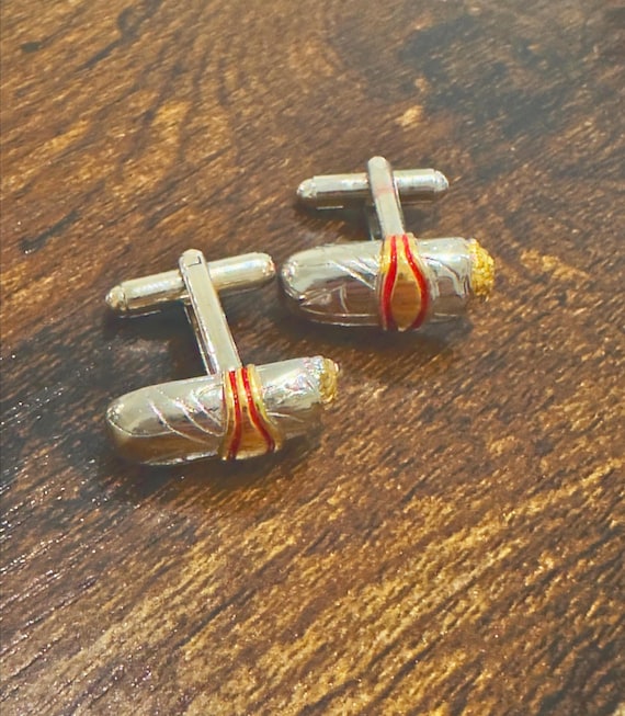 Vintage Cigar Cufflinks, Cigar Aficionado Gift