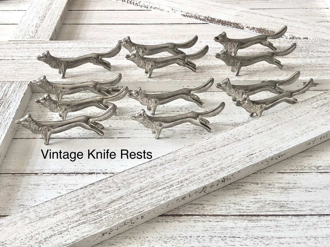 Vintage French Table Knife Rests Set of 12 Dog Shaped Chrome Etsy