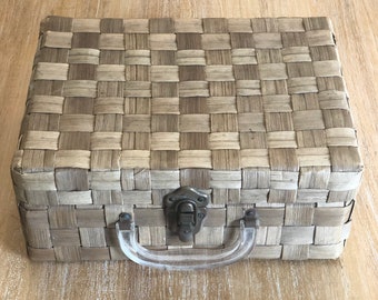 Vintage gewebter Picknick-Koffer: Retro Korb, Excelsior Stamford Conn