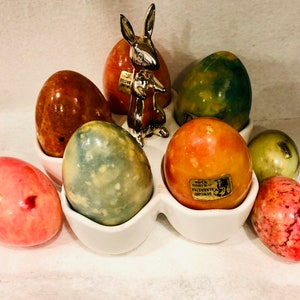 Vintage Alabaster Eggs, Hand Carved Stone Eggs, The House of Goebel