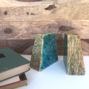 Vintage Alabaster Bookends, Mid Century Bookends, Genuine Alabaster Stone, Made in Italy