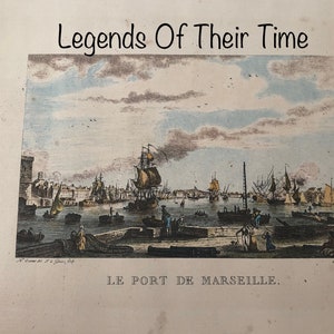 Antique Copper Plate Engraving by Nicolas Marie Ozzane Antique Painting, Le Port de Marseille, Hand Colored