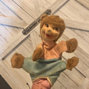 Vintage handpop Ideal Toy Corp, vintage zeldzaam ideaal speelgoed, Ideal Wonderful Toys Handpop, verzamelbare berenpop