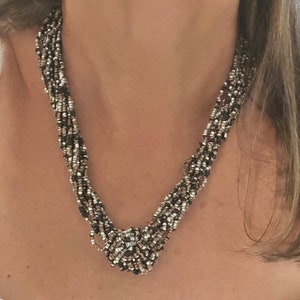 Vintage 1980s Multi Strand Seed Bead Necklace: Earth Tone Boho Jewelry