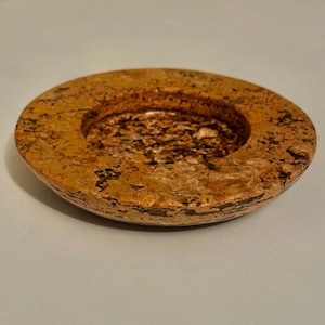 Vintage Water Stone Marble Candle Holder Handcrafted in Mexico, Genuine Marble