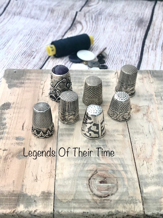 Antique Silver Thimbles: European, Argentinian, Mexican, Niello Vintage Collection