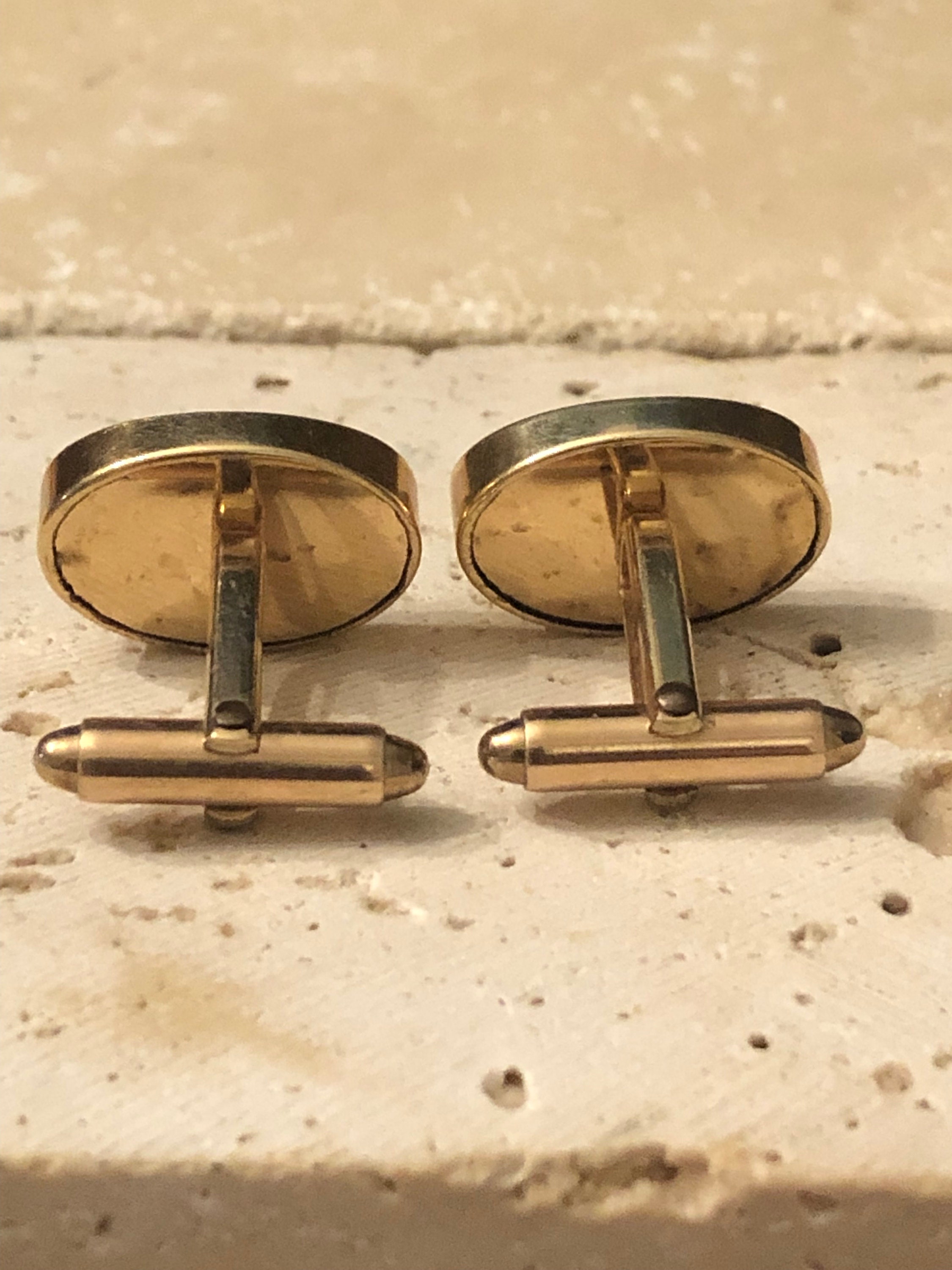 Boutons De Manchette Vintage KREISLER - Ton Or Et Rouge - Occasion